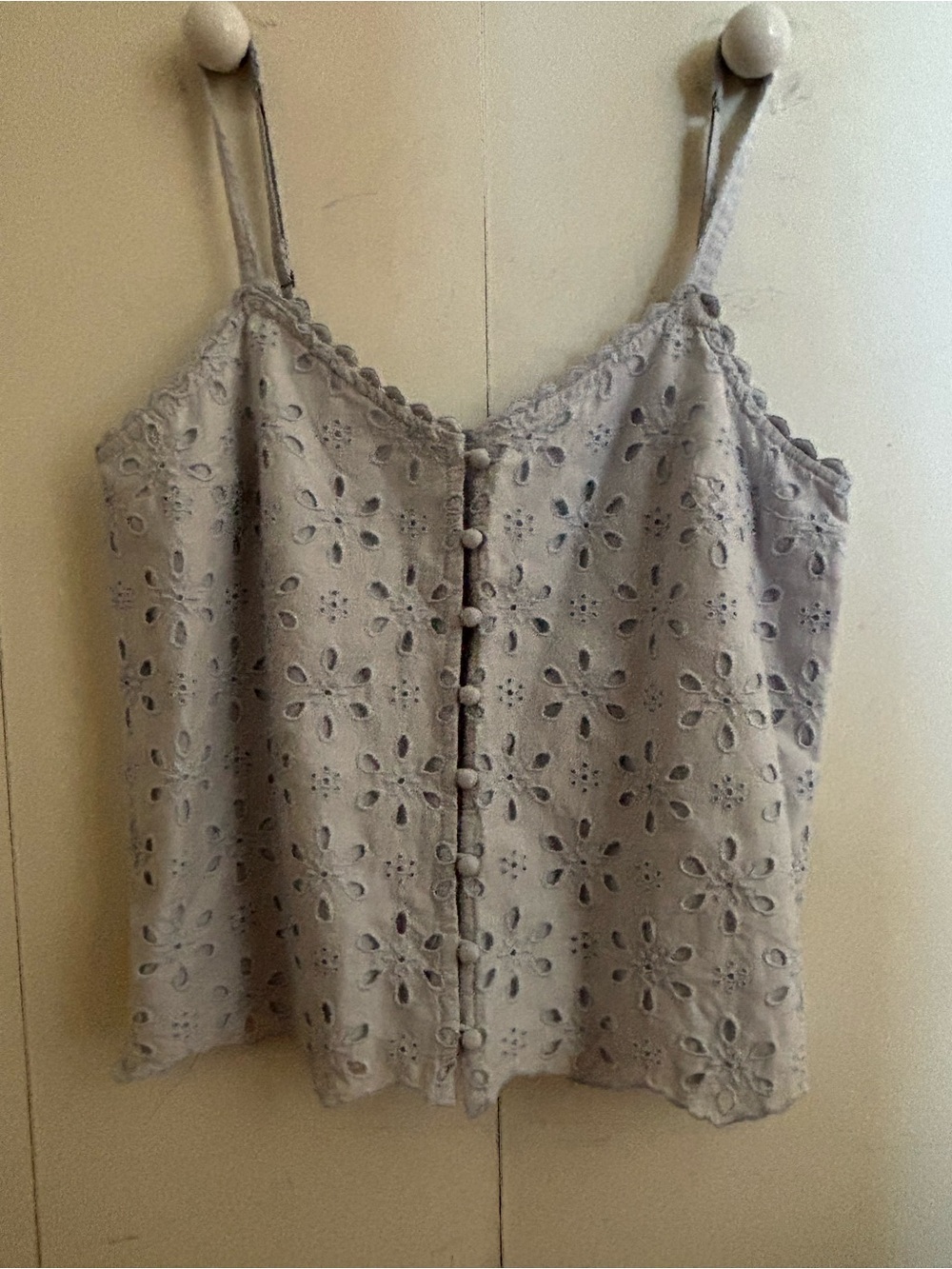 Abercrombie & Fitch light blue Eyelet Button-Front Tank
